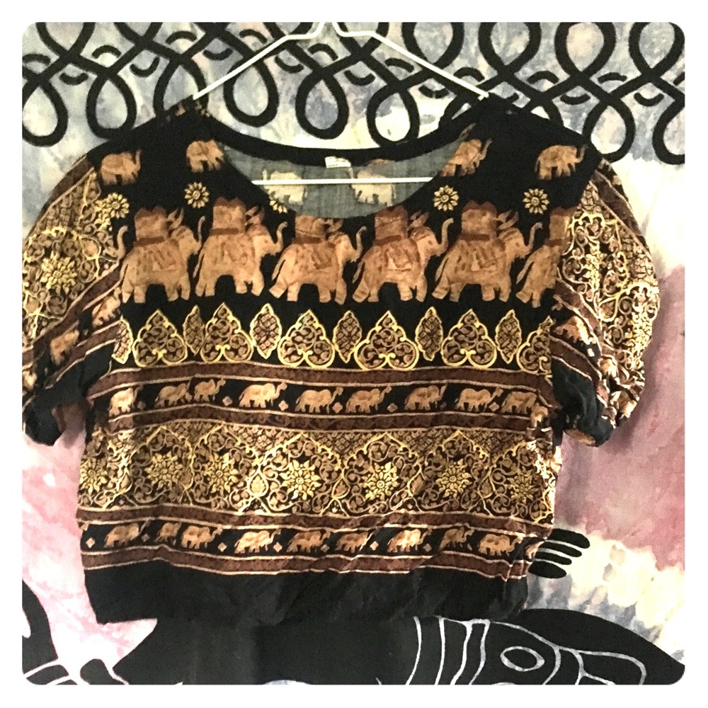 African Mombata Elephant Crop Top